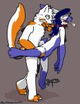  abdominal_bulge ahegao anthro asphyxiation balls big_balls breath carrying_another carrying_partner carrying_position choking citrus_(character) claws collar collar_only collar_pull dipstick_ears dipstick_tail duo eyewear fangs felid female frost_(gyrodoodle) fur genitals glasses gyrodoodle hi_res lagomorph leporid looking_pleasured machairodontine male male_penetrating mammal markings multicolored_ears nipples nude open_mouth penetration rabbit sabertooth_(anatomy) sex simple_background size_difference smilodon standing standing_sex striped_markings striped_tail stripes tail tail_markings teeth white_body white_fur 