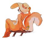  anthro big_hat breasts eyelashes female fur hi_res leaning leaning_back mammal mouth_closed narrowed_eyes nipples nude orange_body orange_fur oselotti rodent sciurid signature simple_background sitting small_breasts solo teeth tree_squirrel wearing_hat white_background white_body white_fur 