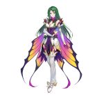  1girl alternate_costume bare_shoulders boots breasts cape cecilia_(fire_emblem) cleavage commentary_request dress elbow_gloves fire_emblem fire_emblem:_the_binding_blade fire_emblem_heroes flower full_body gloves gold_trim gradient_clothes green_eyes grey_hair haru_(hiyori-kohal) high_heel_boots high_heels highres long_hair looking_at_viewer medium_breasts official_art overskirt pelvic_curtain plant short_dress simple_background sleeveless smile solo standing thigh_boots thorns vines white_background 