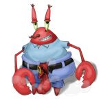  anthro arthropod balls belt big_balls bottomwear clairemilk clothing crab crustacean decapoda genitals grin hi_res huge_balls looking_at_viewer malacostracan male marine mr._krabs musk nickelodeon pants penis pubes shadow shirt small_penis smile solo spongebob_squarepants steam topwear 