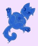  blue_body catboyjail domestic_cat felid feline felis female feral genitals goo_creature hi_res mammal presenting presenting_pussy pussy slime solo solo_focus 