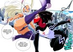  animal_ears ass black_hair bodysuit boku_no_hero_academia brown_eyes cindy_moon cityscape crescent_print dark-skinned_female dark_skin fighting flying_kick highleg highleg_leotard highres kicking leotard long_hair marvel mask mirko mouth_mask muscular muscular_female print_bodysuit rabbit_ears rabbit_girl red_eyes red_mask short_hair silk silk_(marvel) sleeveless sleeveless_turtleneck sleeveless_turtleneck_leotard sonchapo spider_web_print superhero taut_leotard thick_thighs thighs toned turtleneck turtleneck_leotard white_leotard 