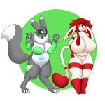  anthro bandai_namco big_breasts breasts digimon digimon_(species) digiwolx_(character) duo eeveelution female female/female generation_4_pokemon glaceon green_nipples hi_res nintendo nipples nude pokemon pokemon_(species) renamon slightly_chubby vlea_(vglaceon) 