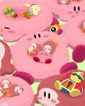  :o arms_behind_head arms_up artist_name blonde_hair blush blush_stickers brother_and_sister bun_(kirby) closed_eyes closed_mouth commentary_request eyelashes fumu_(kirby) fur-trimmed_jacket fur_trim green_hair hair_over_eyes hat highres jacket king_dedede kirby kirby_(series) long_hair long_sleeves lying multicolored_hair no_humans nody_(nody_lowmoo) on_back on_side on_stomach one-eyed open_mouth ponytail red_headwear red_jacket short_hair siblings sitting smile waddle_dee waddle_doo 
