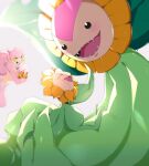  closed_eyes crossover digimon digimon_(creature) fairy flower highres lilamon looking_at_another lury.sgh monster_girl open_mouth petals plant plant_girl pokemon pokemon_(creature) smile sunflora sunflower sunflowmon sunkern 