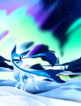  absurd_res ambiguous_gender aurora_(phenomenon) blue_body cc-by-nc chocoholicmonkey creative_commons eeveelution feral generation_4_pokemon glaceon hi_res nintendo pokemon pokemon_(species) quadruped sky solo star starry_sky tail 