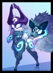  ambiguous_gender anthro anus armor blue_eyes bovid butt canid canine canis caprine chain crossover duo female female/ambiguous feral fur genitals glowing glowing_eyes grey_body grey_fur hair headgear helmet hi_res hybrid imp kindred_(lol) lamb_(lol) league_of_legends long_ears long_tongue looking_at_viewer looking_back looking_back_at_viewer mammal midna nintendo orez_art pussy riot_games sheep the_legend_of_zelda tongue tongue_out twilight_princess white_hair wolf wolf_(lol) 