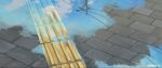  absurdres blue_sky brick_floor cloud cloudy_sky day highres no_humans original power_lines puddle reflection reflective_water scenery sketch sky sunrise_arte utility_pole water 