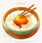  artist_name bowl chopsticks egg_(food) egg_yolk english_text food food_focus haruna_macpro highres no_humans original rice simple_background tamagokake_gohan white_background 