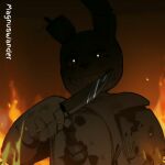  animatronic anthro fire five_nights_at_freddy&#039;s five_nights_at_freddy&#039;s_3 knife looking_at_viewer machine magnuswander male robot scottgames signature solo springtrap_(fnaf) 