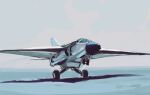  absurdres aircraft airplane fighter_jet highres jet landing_gear military military_vehicle no_humans original outdoors potatomochii shadow sky vehicle_focus 
