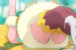  1girl armpit_crease blonde_hair cure_sparkle dress fur_trim grass haruyama_kazunori healin&#039;_good_precure hiramitsu_hinata legs long_hair magical_girl precure skirt solo thighhighs 