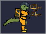  absurd_res black_border border clothed clothing genitals hi_res iguanid jet_pack lizard male mascot model_sheet overweight overweight_male penis penis_through_fly poking_out qwaxi~lixard reptile scalie simple_background solo spacesuit zero_the_ziguana 