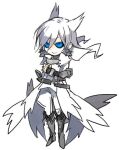  1boy bad_id bad_pixiv_id blue_eyes boots gloves hair_between_eyes hair_ornament hairclip jacket looking_at_viewer male_focus personification pokemon short_hair simple_background solo standing white_hair yara_kami_meiosei zekrom 