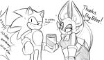 anthro bat bottle breasts cleavage clothed clothing container dialogue duo english_text eulipotyphlan female gloves half-closed_eyes handwear hedgehog male mammal narrowed_eyes rouge_the_bat sega simple_background sketch snesti09 sonic_the_hedgehog sonic_the_hedgehog_(series) speech_bubble text white_background wings 