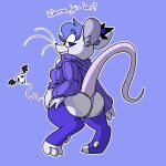  after_vore anthro belly clothing death dialogue digestion dragunsnack eyewear glasses gynomorph hi_res intersex legwear looking_back mammal mouci_(apollysabyss) mouse murid murine panties rodent simple_background solo stockings sweater topwear trans_(lore) underwear vore 