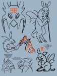  ambiguous_gender artificer_(rain_world) chieftain_scavenger collar english_text feral frill_(anatomy) group hi_res kayw2324 markings mask melee_weapon muzzle_(object) muzzled orange_body_paint orange_markings polearm rain_world scar scavenger_(rain_world) sitting sketch slugcat_(rain_world) spiked_collar spikes standing stripes symbol text trio weapon 
