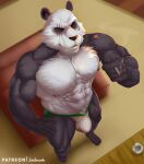  abs absurd_res anthro bear beastars bulge cigarette clothing eye_scar facial_scar giant_panda gouhin_(beastars) hi_res jockstrap joelbearb male mammal muscular muscular_anthro muscular_male pecs scar solo underwear 