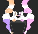  animatronic anthro ass_up big_breasts big_butt black_sclera breasts butt canid canine canis dialogue duo ear_piercing ear_ring female five_nights_at_freddy&#039;s five_nights_at_freddy&#039;s_world flat_colors fox funta_foxa(photolol.03) funtime_foxy_(fnaf) funtime_foxy_(fnafsl) hi_res la-lolbita(photolol.03) lolbit_(fnaf) looking_at_another machine mammal photolol.03 piercing ring_piercing robot scottgames simple_background sister_location television text thick_thighs wide_hips 