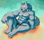  abs anthro biceps canid canine canis casual_nudity feet flaccid foreskin fur genitals hi_res humanoid_genitalia humanoid_hands humanoid_penis kemono looking_at_viewer male mammal manly muscular muscular_anthro muscular_male nude pecs penis pubes ricecakekain solo solo_focus wolf 