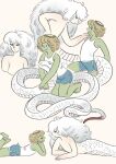  absurd_res apode asian_mythology clothed clothing draconcopode duo east_asian_mythology feral hi_res humanoid japanese_mythology kappa legless male mythology naga panoramango reptile scalie serpentine snake yokai 