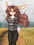  anthro clothing elronya fan_character female freckles hair lagomorph leporid long_hair mammal outside rabbit ronya solo suvi_(elronya) 