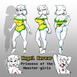  &lt;3 &lt;3_eyes 1:1 angel_derear anthro asriel_dreemurr boss_monster bottomless bovid bow_ribbon breasts caprine clothed clothing dress female goat hands_behind_back hands_behind_head hi_res looking_at_viewer mammal model_sheet silhouette solo sparkles standing thewill undertale undertale_(series) 