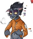  anthro argit azzybunn barely_visible_genitalia ben_10 cartoon_network clothing dark_hair fur genitals grey_body grey_fur low_res male mammal murid murine orange_clothing penis pink_penis rat rodent solo 