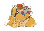  &lt;3 absurd_res anthro belly blush bowser clothing duo elephant elephant_mario elephantid embrace facial_hair hi_res hug koopa male male/male mammal mario mario_bros mustache nintendo overalls overweight proboscidean proboscis_(anatomy) quanjiang scalie super_mario_bros_wonder tail tail_motion tailwag trunk_(anatomy) 