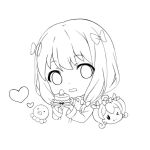  1girl birthday bow cake chibi eromanga_sensei food gyaza hair_bow heart holding holding_cake holding_food izumi_sagiri jacket lineart long_hair long_sleeves low-tied_long_hair mask mask_removed meruru_(oreimo) monochrome octopus rectangular_mouth upper_body 