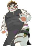  9dtq0 absurd_res anthro belly blush bulge clothing eyewear felid fur glasses hi_res licho_(tas) lifewonders male mammal navel nipples overweight pantherine pawpads solo striped_body striped_fur stripes thong tiger tokyo_afterschool_summoners translucent translucent_clothing underwear white_body white_fur 