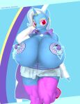  3d_(artwork) anthro areola big_areola big_breasts big_butt big_nipples blue_body bottomwear breasts butt cape clothed clothing colored_nails digital_media_(artwork) ear_piercing ear_ring equid equine eyewear female friendship_is_magic fur glasses gloves hair handwear hasbro hi_res horn horse huge_areola huge_breasts huge_butt huge_nipples huge_thighs ik_related jewelry latex latex_gloves latex_stockings looking_at_viewer mammal miniskirt multicolored_hair my_little_pony nails nipple_piercing nipples nude panties pasties piercing pony purple_eyes ring_piercing simple_background skirt smile solo thick_thighs trixie_(mlp) two_tone_hair underwear unicorn widescreen 