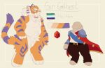  animal_jam anthro armor beard belt bootleggreely bottomwear cape chest_tuft clothing crotch_tuft digitigrade facial_hair felid fingerless_(marking) fur gem hindpaw inner_ear_fluff male mammal mannequin markings mlm_pride_colors neck_tuft orange_body orange_fur pantherine pants paws pride_color_flag sir_gilbert solo striped_body striped_fur striped_markings striped_tail stripes tail tail_markings tiger toeless_(marking) tuft vincian_pride_colors wildworks 