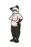  &lt;3 absurd_res anthro blue_hair bodily_fluids domestic_cat felid feline felis female gloves_(marking) hair hi_res lactating mammal margret_(mimolette_mae) markings mimolette_mae_1087 nipples pink_nipples red_eyes solo thigh_high_marking 