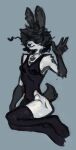  anthro bodysuit bunnygirl clothing female goth hi_res invalid_tag lagomorph legwear leporid mammal rabbit size_difference skinsuit smaller_female solo thigh_highs tight_clothing wickedlyundesirable 