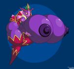 9-puzzle anthro arthropod bee big_breasts breasts clothing crown female headgear hi_res huge_breasts hymenopteran insect kirby_(series) kirby_triple_deluxe legwear nintendo nipples purple_body purple_nipples queen_sectonia_dx red_eyes solo thick_thighs 