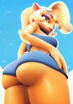  3d_(artwork) activision anthro bandicoot big_butt blonde_hair bottom_heavy bottomwear bra breasts butt clothing coco_bandicoot crash_bandicoot_(series) digital_media_(artwork) female gym_bottomwear gym_clothing gym_shorts hair hi_res hotpants low-angle_view mammal marsupial sala3dart shorts solo sports_bra sportswear thick_thighs underwear wide_hips 