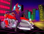  absurd_res anthro bot bronie caliluminos equid equine female hi_res horse invalid_tag mammal motorcycle pony retro solo vaporwave vehicle ych 