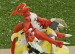  3d_(artwork) anal anthro bandai_namco clothed clothing digimon digimon_(species) digital_media_(artwork) exhibitionism female group guilmon held_up hi_res male male/female nocturnalfuzz nude oral oral_sandwich partially_clothed public public_sex renamon rimming rimming_male sex taomon trio 