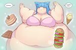  animal_humanoid belly big_belly big_breasts blue_hair blush blush_lines breasts burger cake candy cat_humanoid chocolate cleavage clothed clothing comic dessert dialogue dream eyes_closed felid felid_humanoid feline feline_humanoid female food hair huge_breasts humanoid hyper hyper_belly ice_cream mammal mammal_humanoid morbidly_obese morbidly_obese_female morbidly_obese_humanoid myu_(pixiveo) navel obese obese_female obese_humanoid overweight overweight_female overweight_humanoid pixiveo smile solo speech_bubble stuffing text topwear weight_gain 