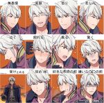  1boy ameno_(a_meno0) angry blush brown_eyes closed_eyes closed_mouth coat collage crying crying_with_eyes_open eating embarrassed fire_emblem fire_emblem_awakening food frown gloves grey_hair grima_(fire_emblem) hand_on_own_chin looking_at_viewer meat open_mouth outdoors reaching reaching_towards_viewer red_eyes robin_(fire_emblem) robin_(male)_(fire_emblem) short_hair smile sparkle sunset surprised tears thinking translation_request worried 