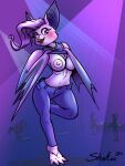  2020 anthro bat bat_wings blush breasts clothed clothing clothing_lift dancing female fur group hair hi_res mammal membrane_(anatomy) membranous_wings nipples open_mouth shieltar shirt shirt_lift solo_focus topwear winged_arms wings 