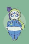  2020 2d_animation animated belly belly_expansion belly_inflation black_hair_accessory blue_clothing blue_eyes blue_gem blue_tracksuit bo-the-sno breasts clothed clothing dancing digital_media_(artwork) expansion female flat_colors front_view gem gem_on_forehead generation_5_pokemon green_background green_hair hair hand_on_hip huge_belly humanoid inflation inflation_fetish legendary_pokemon looking_at_viewer loop meloetta meloetta_(aria_form) navel nintendo not_furry one_eye_closed open_mouth pokemon pokemon_(species) simple_background solo swaying_hips thick_thighs tight_clothing tracksuit white_body wink winking_at_viewer zipper 