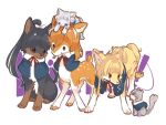  animal animal_focus animalization arashi_chisato blue_capelet blue_eyes bow brown_eyes capelet clothed_animal deer dog double_bun feko green_eyes hair_bow hair_bun hazuki_ren heanna_sumire looking_down looking_up love_live! love_live!_superstar!! neck_ribbon no_humans ponytail red_ribbon ribbon shibuya_kanon smile squirrel tang_keke twintails white_background white_bow 