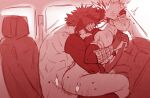  2boys anal ass bakugou_katsuki bara blush boku_no_hero_academia bottomless car car_interior couple donnaoneone driving gloves ground_vehicle headband kirishima_eijirou large_pectorals male_focus motor_vehicle multiple_boys muscular muscular_male nude pectorals sex short_hair spiked_hair tank_top thighs yaoi 