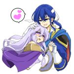  blue_eyes blue_hair brother_and_sister fire_emblem fire_emblem:_genealogy_of_the_holy_war hand_in_another&#039;s_hair happy holding_hands julia_(fire_emblem) open_mouth purple_eyes purple_hair seliph_(fire_emblem) siblings simple_background yukia_(firstaid0) 