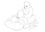  2023 9x8bit absurd_res anthro bear belly bodily_fluids canid canine canis condom cum domestic_dog duo ejaculation filled_condom genital_fluids genitals handjob hi_res kemono lying male male/male mammal moobs overweight overweight_male penile penis pillow sex sexual_barrier_device 