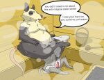  anthro aroused bodily_fluids crocuta_county dialogue didelphid dominant dominant_female duo erection facesitting female friedrich_(poppy_opossum) genitals male male/female mammal marsupial monodelphis musk penis poppy_opossum_(character) sauna sitting_on_another slightly_chubby steam sweat virginia_opossum 