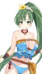  1girl absurdres bare_shoulders bikini breasts facing_viewer fire_emblem fire_emblem_heroes green_eyes green_hair high_ponytail highres large_breasts looking_at_viewer lyn_(fire_emblem) lyn_(summer)_(fire_emblem) n_54 official_alternate_costume solo swimsuit upper_body 