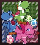  &lt;3 absurd_res birdo blowing_kiss blue_body blue_eyes blue_scales boshi claws diamond_ring dinosaur egg eyeshadow female fianurart green_body green_scales hi_res makeup male mario_bros nintendo pink_body pink_eyeshadow pink_scales purple_eyes reptile ring_(jewelry) scales scalie signature super_mario_rpg_legend_of_the_seven_stars white_body white_scales yoshi yoshi&#039;s_island yoshi_(character) yoshi_egg 